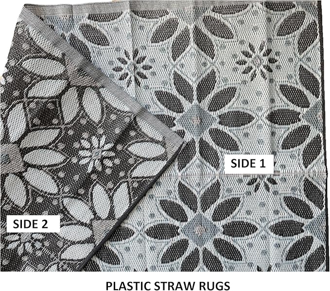 BalajeesUSA 2 Pack Outdoor Rugs Plastic Straw Patio Rugs RV Camping Reversible Mats Wholesale Price (2 Pk 5'x7') 20386