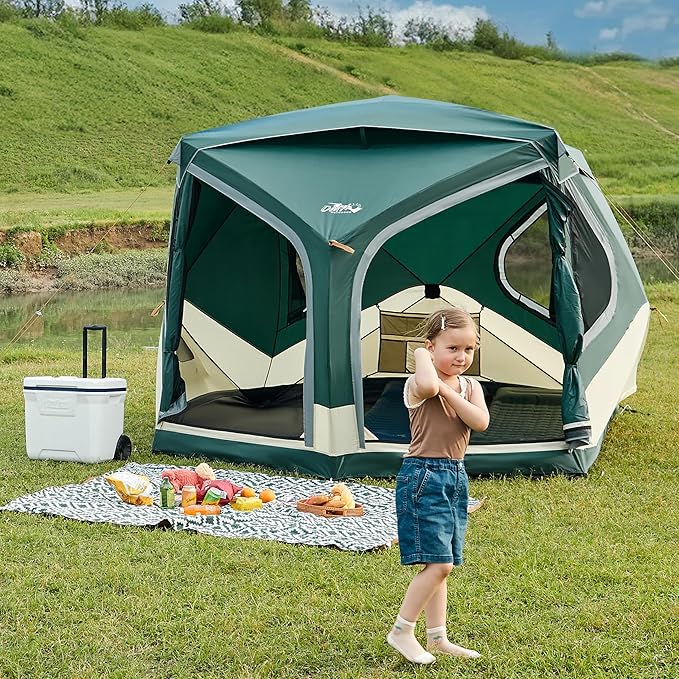 4/6/8 Person Instant Cabin Tent, Easy 60 Second Setup Family Tents for Camping, Pop up Camping Tent, Large Waterproof Tents for Outdoor Camping, Spacious Interior, Upgraded Ventilation