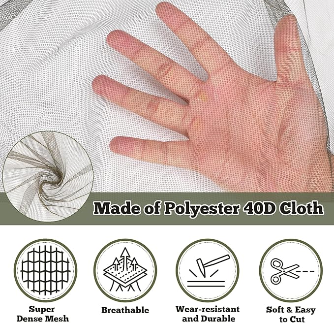 Mosquito Netting 39x10Ft Garden Mesh Netting, Fly Bird Net Barrier Hunting Blind Plant Protecting Net, 3x12m Green