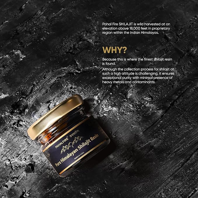 Shilajit Pure Himalayan Resin Gold Grade 400mg Pr Serving 100 Days Supply Wild harvested in India with Lab Test Report Fulvic Acid 85 Trace Minerals 40gm