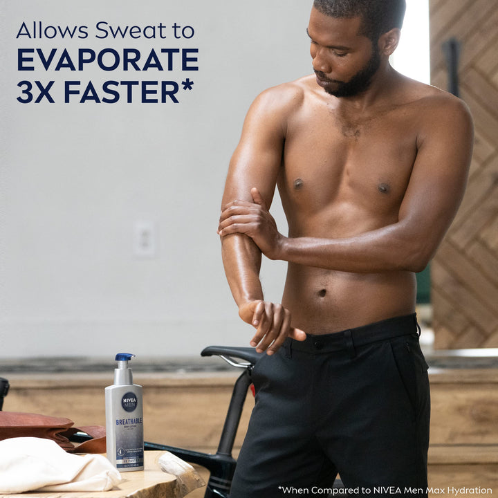 NIVEA MEN Breathable Body Lotion, 48 Hour Hydrating Lotion for Men, 13.5 Fl Oz Bottle