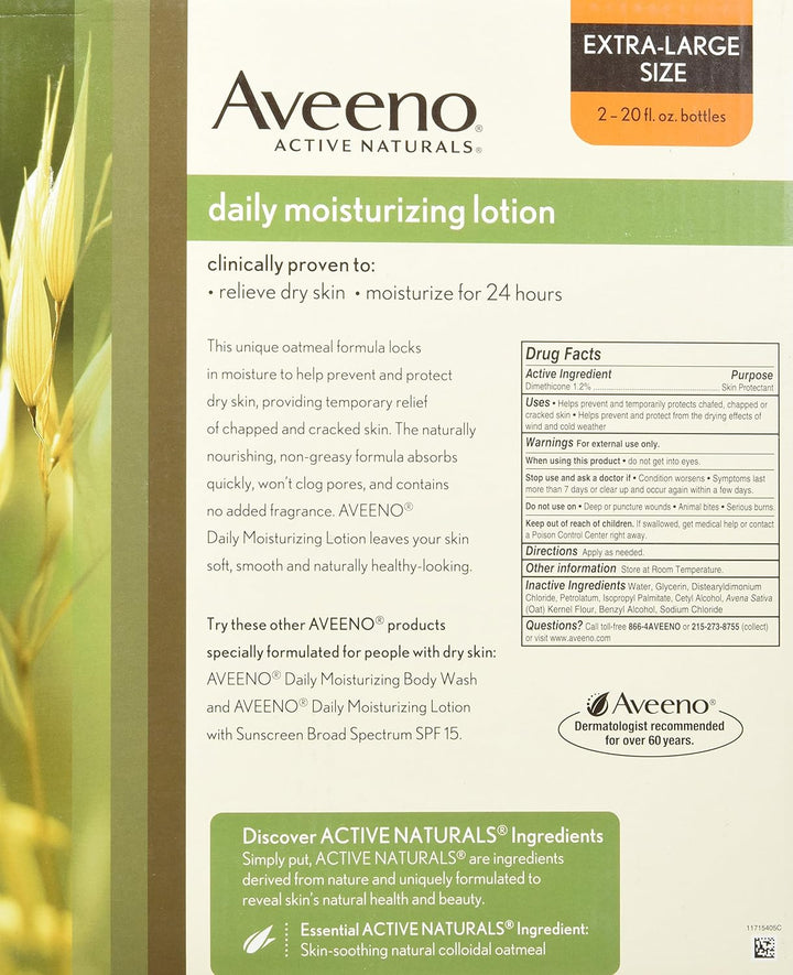 Aveeno Daily Moisturizing Lotion | 2-Pack | 20 Fl Oz Pump | Hydrating