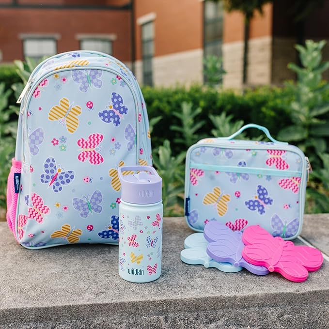 Wildkin Kids Ice Packs (4 Packs) for Boys & Girls, Perfect for Daycare & Preschool Slim & Reusable Ice Packs, Keep Lunches Fresh & Cool for School & Travel, Portable Ice Packs for Kids (Butterfly)