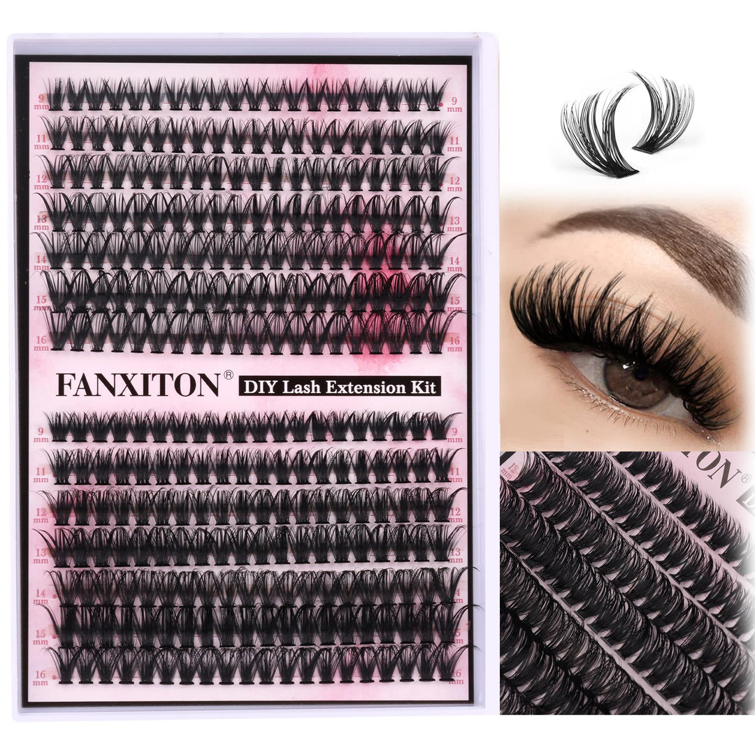 Cluster Lashes 280 pcs Lash Clusters D Curl Volume Eyelashes Extensions 9-16 mm Mix 40D+50D Individual Lashes Thin Band Eyelashes Cluster for DIY Lash Extension Beginners (Lash Clusters)