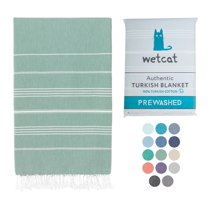 WETCAT Turkish Beach Blanket Sandproof 82x82, Soft 100% Turkish Cotton Blanket, Extra Large Sand Free Picnic Blankets & Beach Essentials – Teal