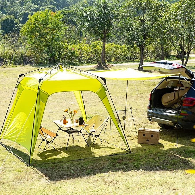 Pop Up Canopy Sun Shelters Shade Tent Camping Canopy 8.2' X 8.2' - Instant Portable Sports Cabana Umbrella, Easy Set-up and Take Down, with Sun Protection and One Shade Wall Included (Awning Green)