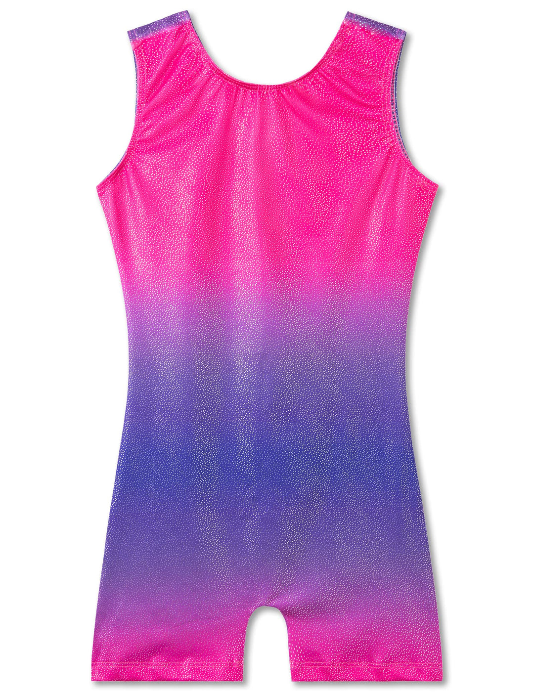 TENVDA Gymnastics Leotards for Girls 5-6 Years Old Sparkle Purple Pink Gradient Sleeveless Biketard Workout Unitards