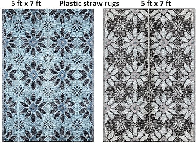 BalajeesUSA 2 Pack Outdoor Rugs Plastic Straw Patio Rugs RV Camping Reversible Mats Wholesale Price (2 Pk 5'x7') 20386