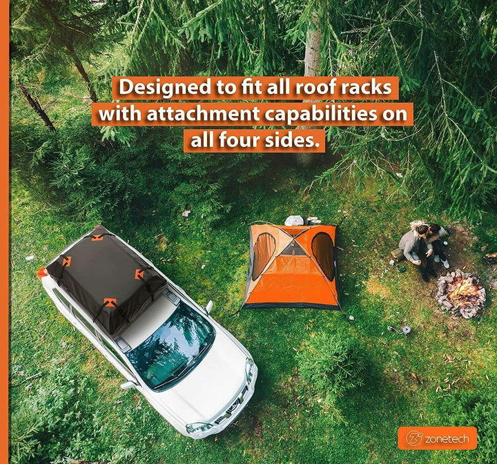 Durable Roof Top Waterproof Cargo Bag - Zone Tech Classic Black 15 Cubic Feet Premium Quality Universal Waterproof Fold-able Leak Proof Traveling Roof Top Car Bag