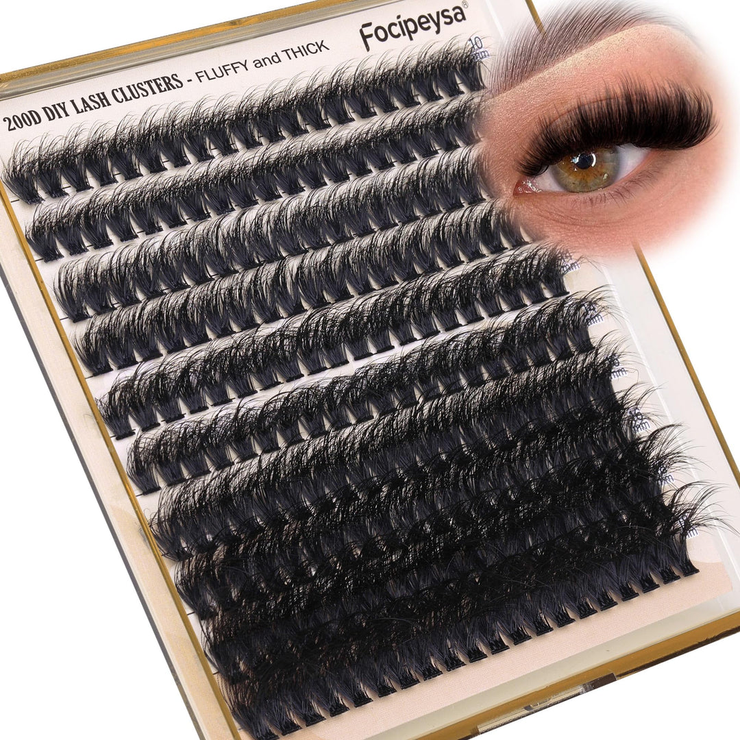 Fluffy Volume Eyelash Clusters Diy Lash Extension 10-18Mix D Curl Lash Clusters 200D Wispy Individual Lashes Extensions Clusters