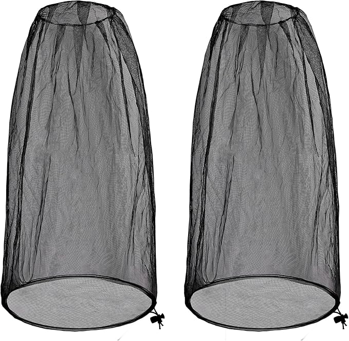 2 Pack Ultra Large Mosquito Net 42x25 Inches Mosquito Head Net Oversized Insect Netting Bug Fits Most Hats for Gardening Hiking Fishing Traveling(Black)