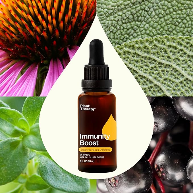 Plant Therapy Organic Immunity Boost Tincture 30 mL (1 oz) with Ehcinacea, Elderberry & Lemon Balm Extract, Supports a Healthy Immune System, Natural Defense Against Seasonal Threats