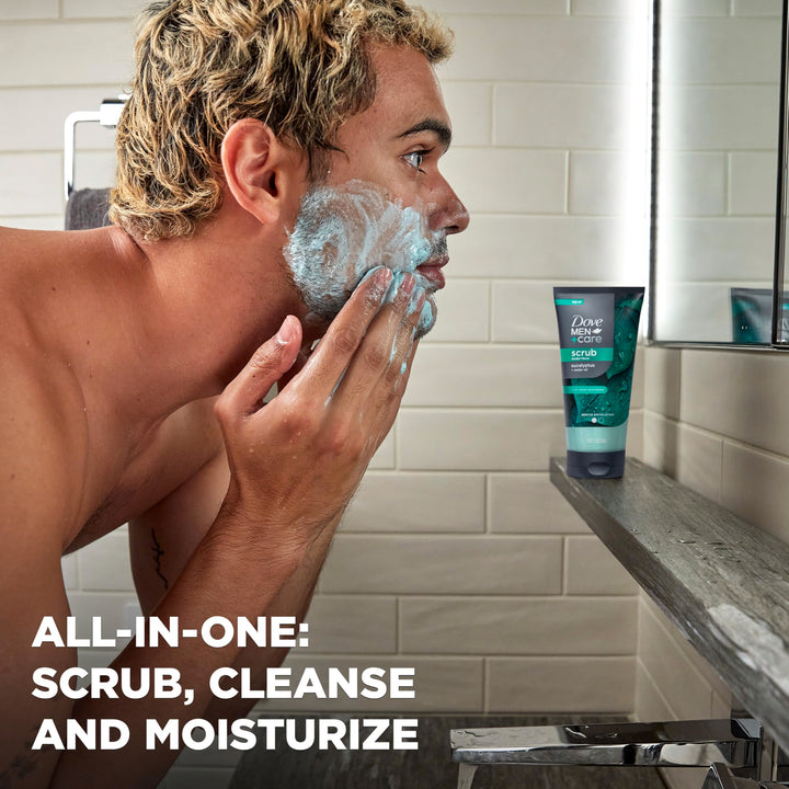 Dove Men+Care Eucalyptus Body and Face Scrub Deeply Exfoliates for Hydrated & Nourished Skin 100% Gentle Cleanser, No Sulfate Cleansers or Parabens