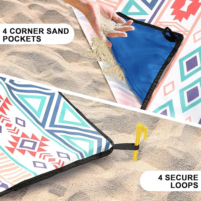 AISPARKY Beach Blanket Waterproof Sandproof, Oversized Large Beach Mat 79" X 83"/120"x108" for 1-8 Adults, Quick Drying&Compact&Lightweight, Picnic Mat Vacation Essentials for Beach Camping Travel
