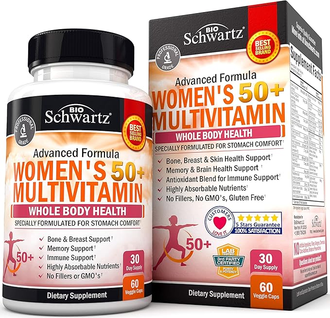 Daily Multivitamin for Women 50 & Over + Daily Multivitamin for Men 50 & Over - Supports Healthy Immune Response & Healthy Heart Function - Designed for Whole Body Health