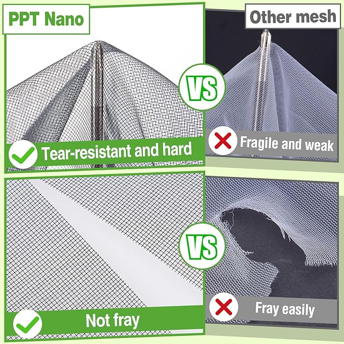 Stronger Garden Mesh Netting - 10 x 33 ft PPT Nano Bird Net Barrier, Mosquito Netting Screen for Outdoor Plants Vegetables Patios Balconies Terraces, Shading Rate 33% (Black)