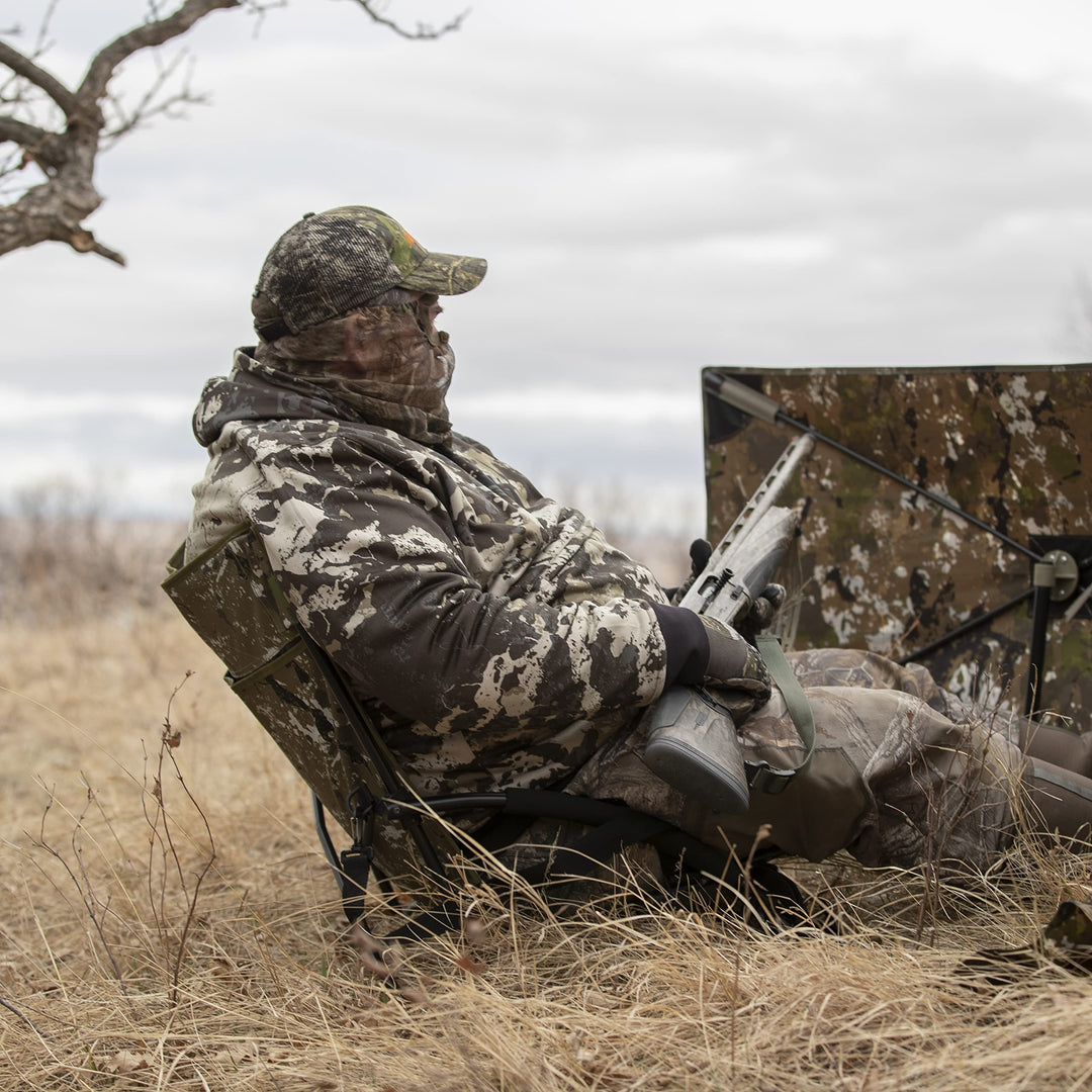 Barronett Ground Gobbler Hunting Chair and Hunters Specialties 27'' X 12' Portable Ground Blind Bundle