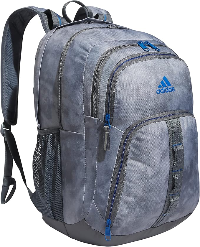 adidas Prime 6 Backpack, Stone Wash Grey/Bright Royal Blue, One Size