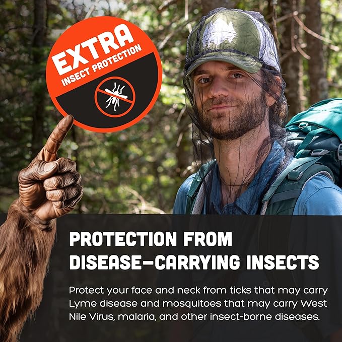 Ben's InvisiNet Xtra with Insect Shield - Comfortable Bug-Repelling Net with Permethrin & Drop Neck Design - High-Visibility Head Net with Pull String Sack