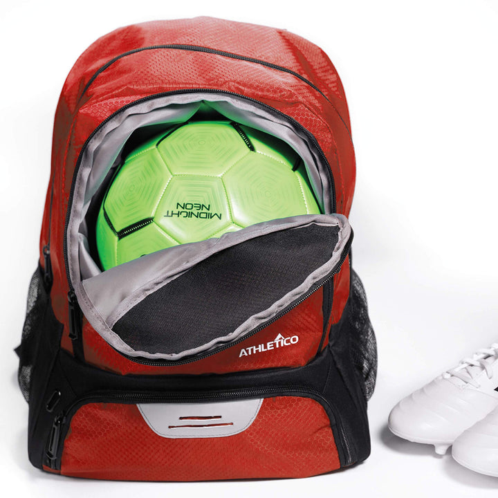 Athletico Youth Soccer Bag - Soccer Backpack & Bags for Basketball, Volleyball & Football | Includes Separate Cleat and Ball Compartment (Black)