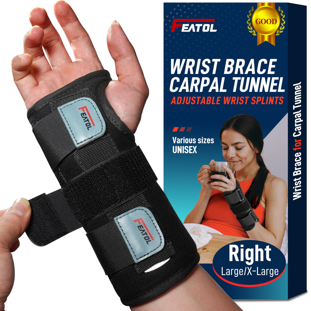 FEATOL Wrist Brace for Sprained Wrist Kids, Wrist Support Brace Sleeping with Metal Splints Right Hand, X/Small for Kid, Women and Men, Adjustable Arm Hand Support for Sprained Tendonitis, Arthritis, Injuries, Wrist Pain
