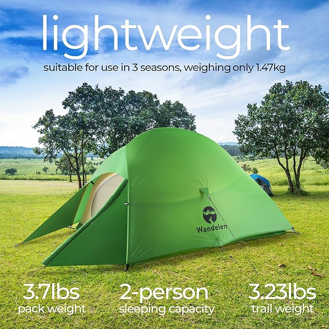 Appalachian Lightweight Backpacking Tent - Easy Setup, 2 Person 3 Season Ultralight Tent with Footprint Waterproof, Windproof, Double Layer Outdoor Tent for Camping Hunting Hiking.