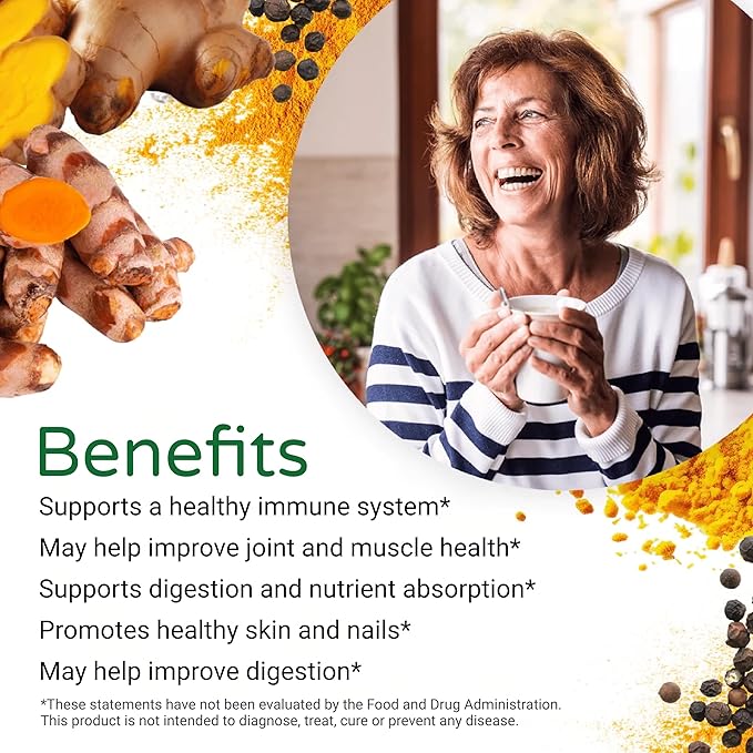 Feelgood Organic Superfoods Fortified Turmeric Powder with Curcumin and Black Pepper, 95% Curcuminoids, Vegan, Gluten Free, Non-GMO, Pure Ground Turmeric Root from India, 7 oz