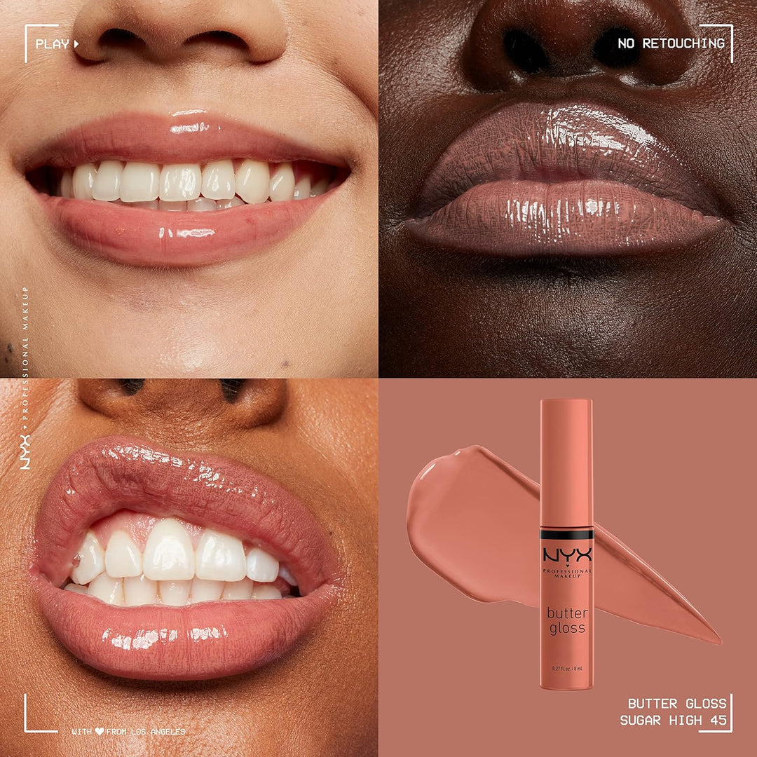 NYX Butter Gloss | Brown Sugar Non-Sticky Lip Gloss - Pack of 3