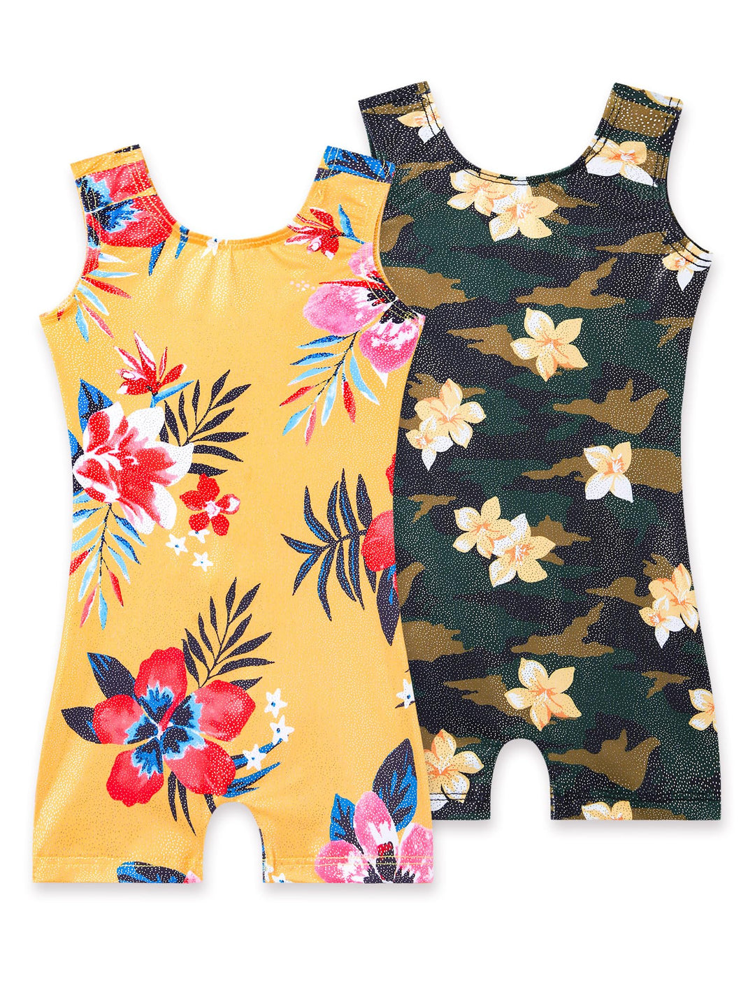 Nokecina Gymnastics Leotards for Girls 5-6 Years Old 2 Pack Sparkle Workout Unitards One Piece Flowers Bodysuits