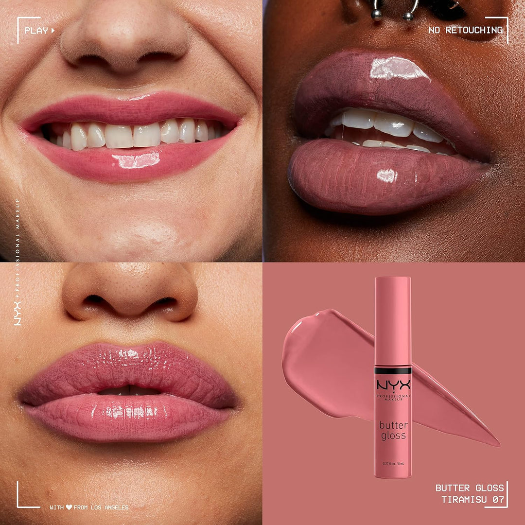 NYX Butter Gloss | Non-Sticky Lip Gloss - Tiramisu Brown | Pack of 2