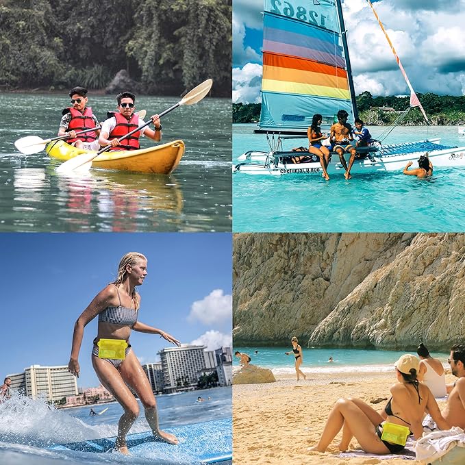 2-Pack Waterproof Pouch with Adjustable Waist Strap, Waterproof Dry Bag, Keeps Cell Phones and Valuables Safe and Dry, Perfect for Kayaking, Beach, Camping and Swimming (Black)