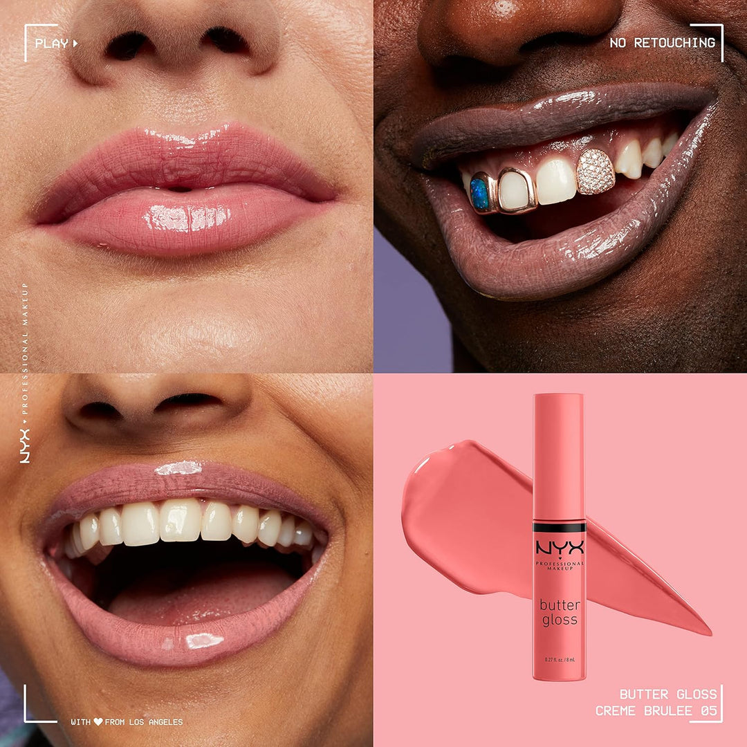 NYX Butter Gloss | Non-Sticky Lip Gloss Set of 3 | Angel Food Cake, Creme Brulee, Madeleine