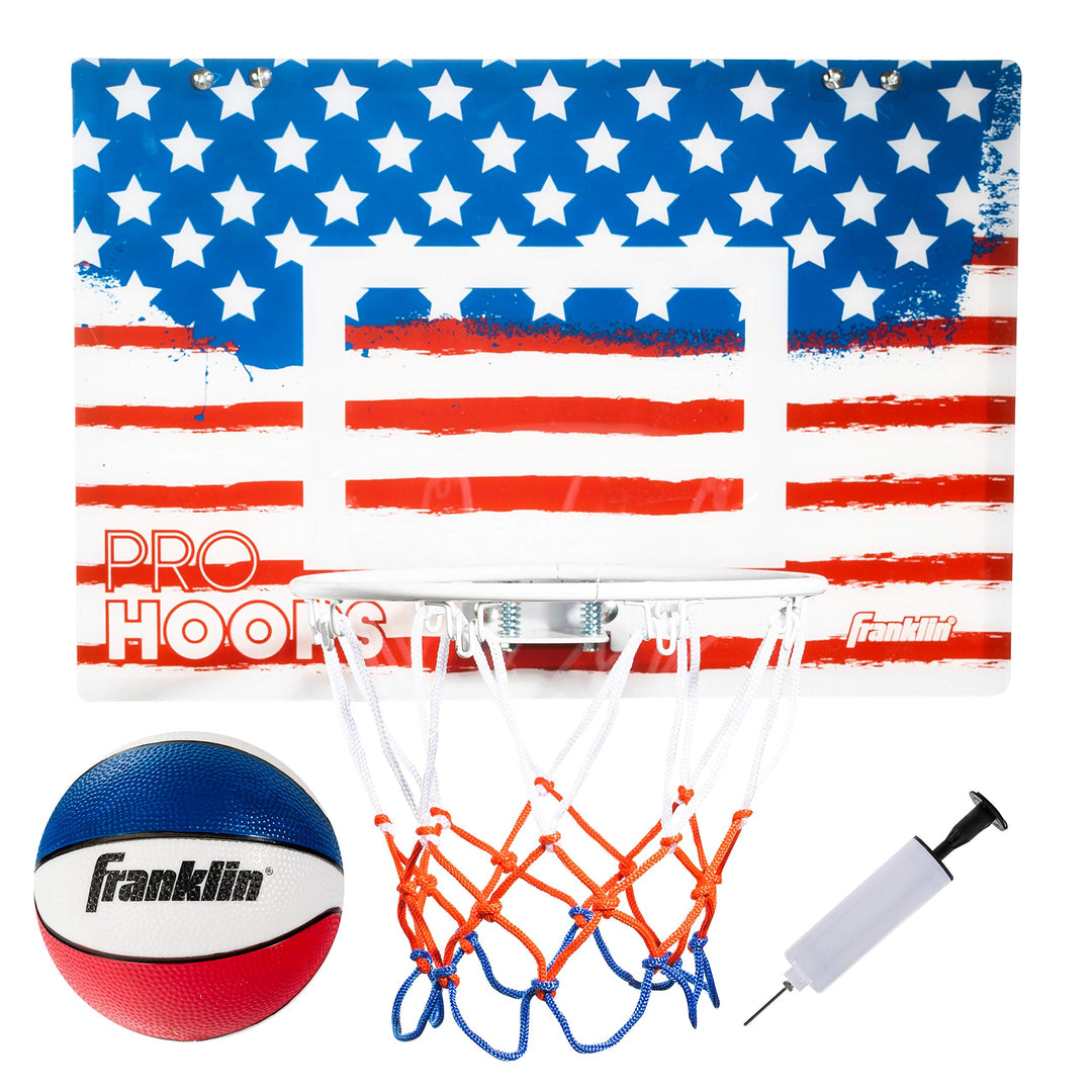 Franklin Sports Over The Door Mini Basketball Hoop - Pro Hoops Indoor Kids Hoop with Mini Basketball - Slam Dunk Approved Shatter Resistant Backboard - Bedroom + Office Mini Hoop + Ball - USA