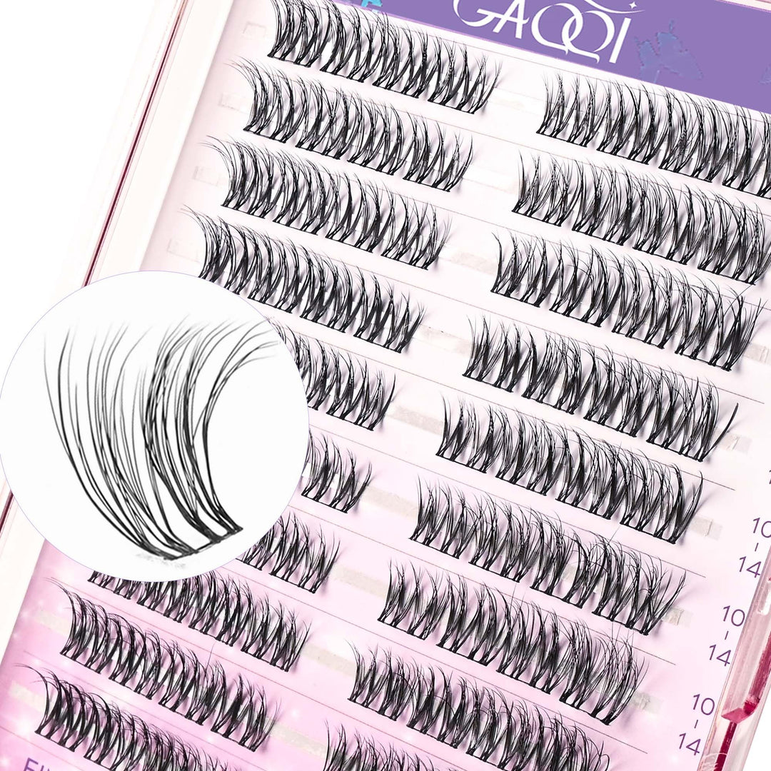 GAQQI Lash Clusters, Cluster Eyelash Extensions 80 Cluster Lashes, Wispy Natural Eyelash Clusters 10-14mm Cat Eye, Multilayered 3D Fluffy Individual Lashes, Soft and Thin Band (3D-GQ46)