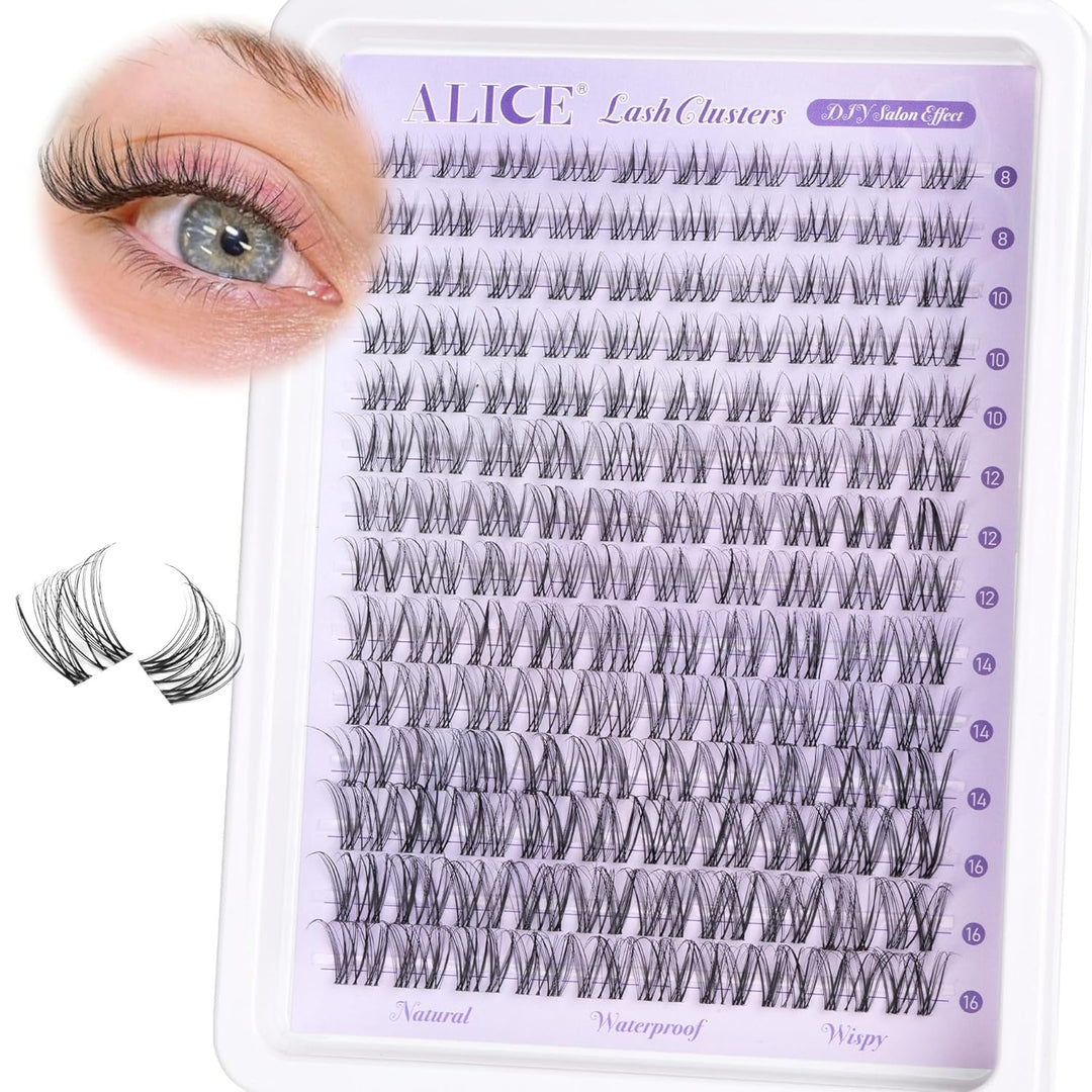 ALICE DIY Natural Lash Clusters | Wispy Anime Cat Eye | 10-16mm, 144 Pcs