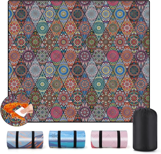 60x80'' Oversized Picnic Blanket Patios Water Proof Sandfree Lightweight Portable Beach Workout Concert Matts Festival Family Camper Trailers Items Motorhome Car Trips Stuff Gift Ideas Boho