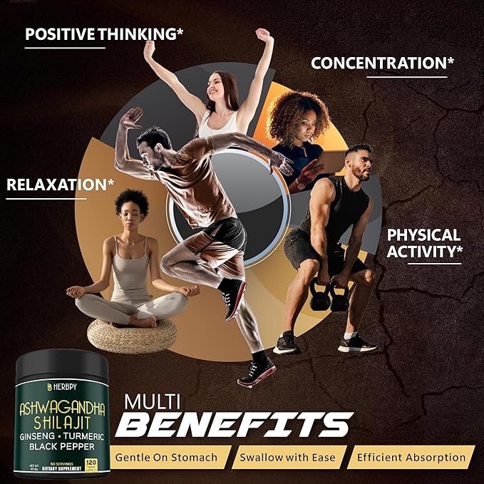 Bundle 5in1 Ashwagandha Shilajit & 5in1 Valerian Root Supplement - Support Relaxation, Healthy Mind & Heart, Digestion and Immune