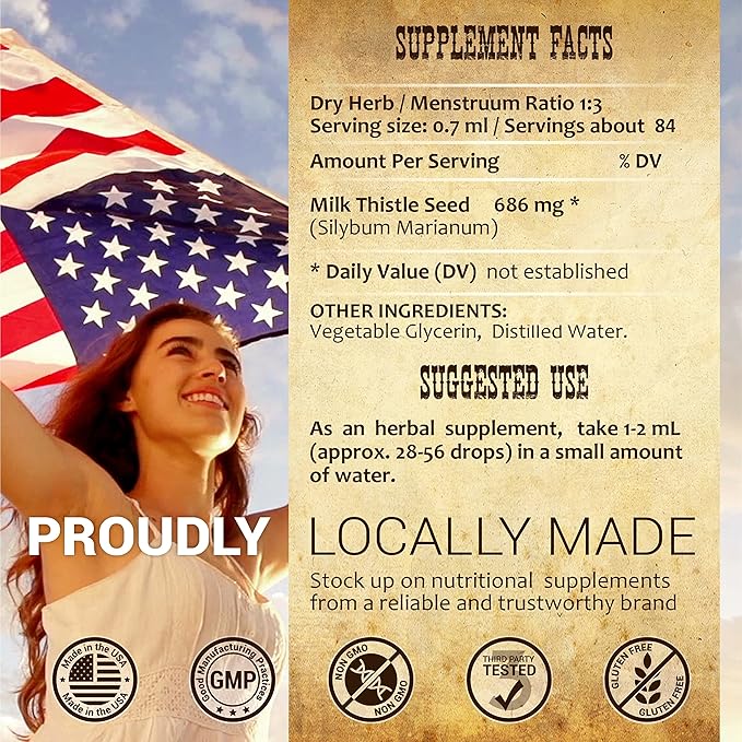 Milk Thistle Extract - All-Natural Cleanse and Detox Supplement for Liver Support, Immune System Boost and Skin Health - Silymarin Nutritional Supplement - 2 fl Oz