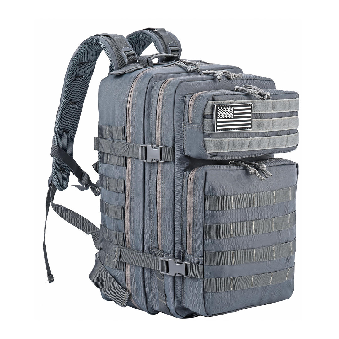 LHI Military Tactical Backpack for Men and Women 45L Army 3 Days Assault Pack Bag Large Rucksack with Molle System - Grey