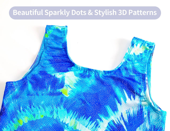 Domusgo Leotard for Girls Gymnastics Size 5-6 Years Old Black Blue Shells Tumbling Biketard