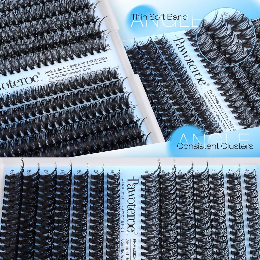 80D Full Volume Eyelash Clusters Kit | DIY Lash Extensions with Bond & Tweezers