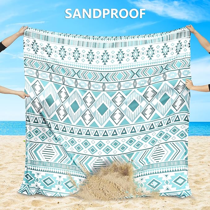 AISPARKY Beach Blanket Waterproof Sandproof, Oversized Large Beach Mat 79" X 83"/120"x108" for 1-8 Adults, Quick Drying&Compact&Lightweight, Picnic Mat Vacation Essentials for Beach Camping Travel