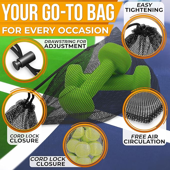 Mesh Bags Drawstring 5Pcs S – Strong, Lightweight, Breathable Mesh Bag with Quick-Dry and Tear-Resistant Design – Easy to Tighten and Adjust for Travel, Sports, Swimming, and Ball Storage