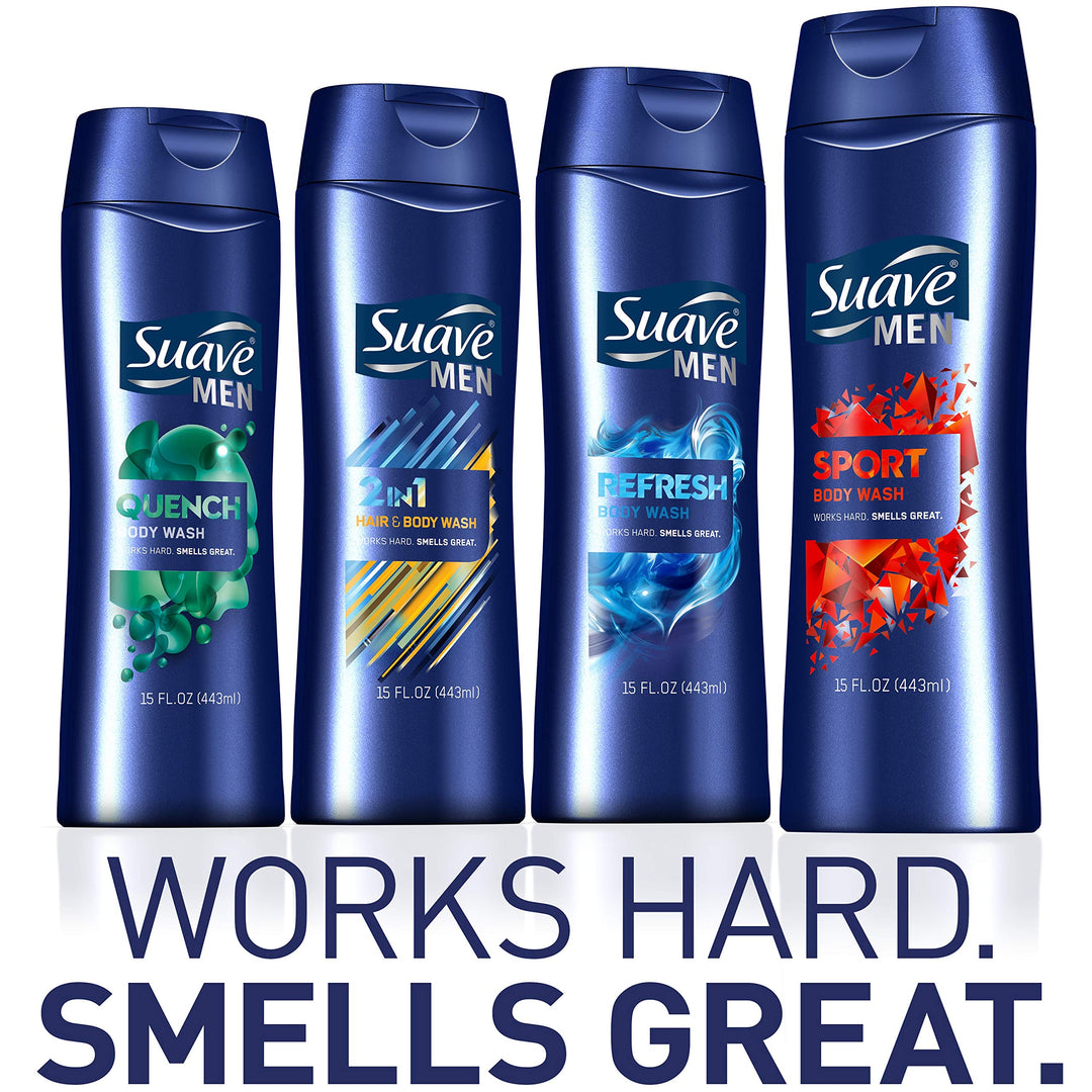 Suave Men Body Wash, Refresh, 15 Fl Oz