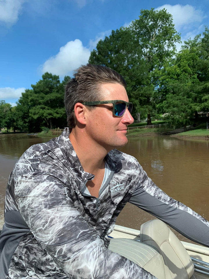 HUK, Polarized Lens Eyewear with Performance Frames, Fishing, Sports & Outdoors Sunglasses Panto, (Clinch) Green Mirror/Southern Tier Subphantis, Medium/Large