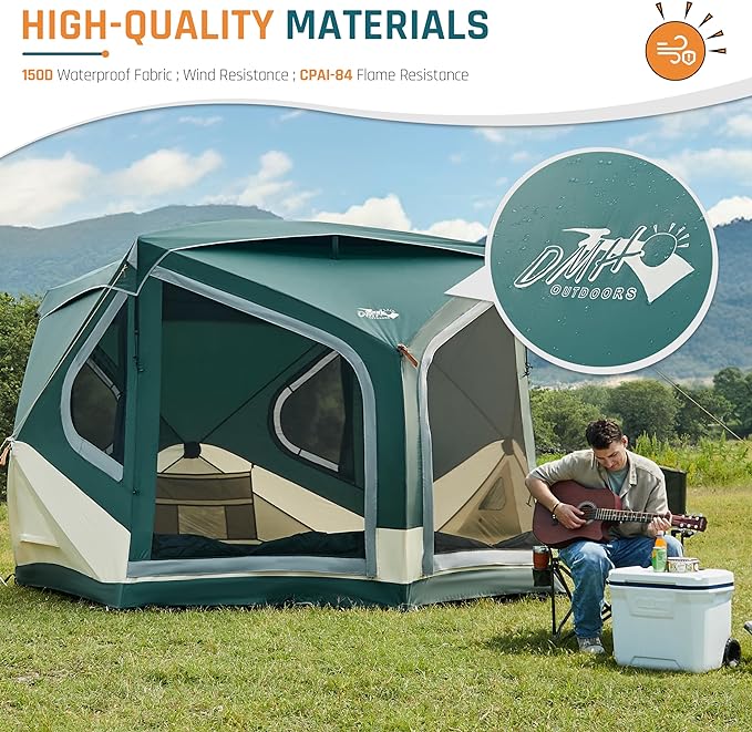 4/6/8 Person Instant Cabin Tent, Easy 60 Second Setup Family Tents for Camping, Pop up Camping Tent, Large Waterproof Tents for Outdoor Camping, Spacious Interior, Upgraded Ventilation