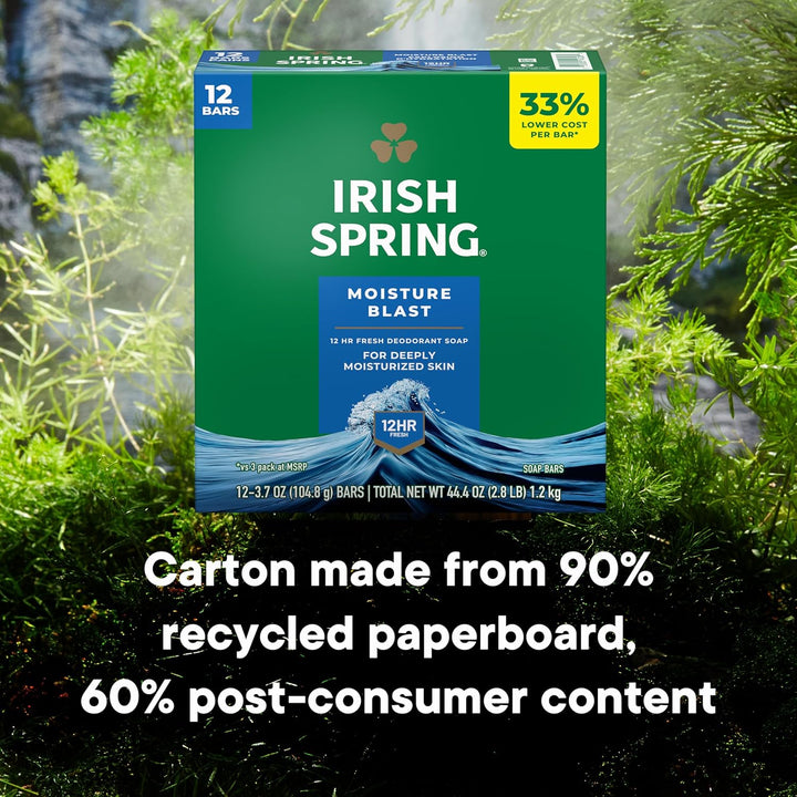 Irish Spring Icy Blast Bar Soap | Fresh & Clean for Men | 24 Pack, 3.7 Oz
