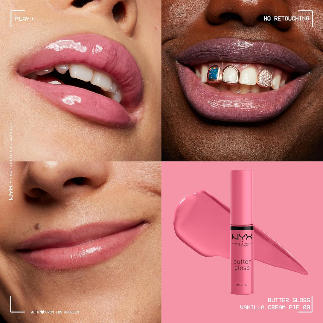 NYX Butter Gloss | Non-Sticky Lip Gloss - Vanilla Cream Pie (Mauve) - 15ml