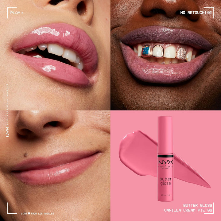NYX Butter Gloss | Non-Sticky Lip Gloss - Vanilla Cream Pie (Mauve) - 15ml