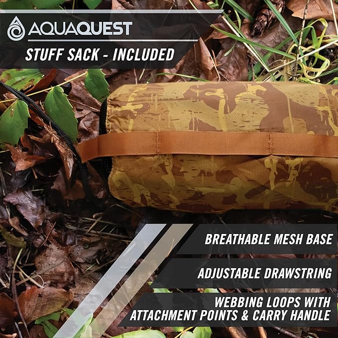 AquaQuest Defender Camping Tarp - Heavy Duty Tent Shelter or Rain Fly - Waterproof Camping Essentials for Hiking, Bushcraft & Hammock, 20 x 13 ft, True Terrain